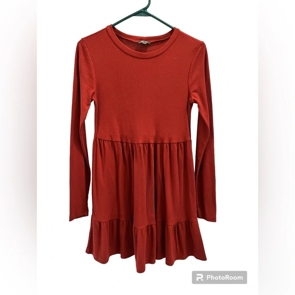 LILY ROSE BURNT ORANGE long sleeve tunic dress size SMALL